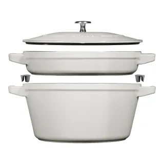 Staub Stackable Set Kochtopfset Stackable 2-tlg, rund, Weisser Trüffel, Gusseisen