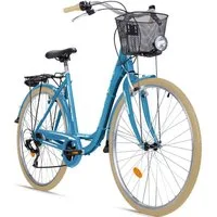 bergsteiger Cityrad Florenz 28 Zoll Damenfahrrad mit Korb, Beleuchtung, ab 160 cm, 7 Gang Shimano Tourney RD-TY21 Schaltwerk, Kettenschaltung, V-Bremsen