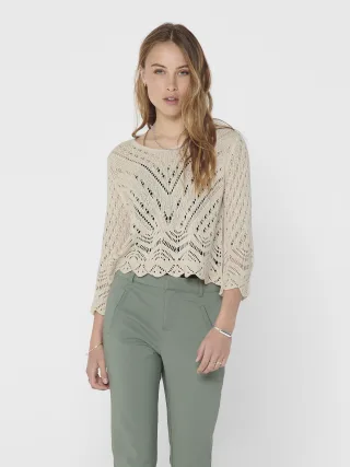 JDY - JDYNEW SUN 3/4 CROPPED PULLOVER KNT NOOS tapioca - Gr. - XS