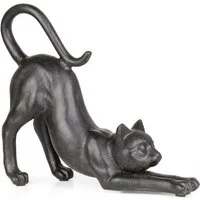 Moritz Dekofigur Dekofigur Katze schwarz 23,5 cm, Polyresin Figuren Deko Geschenk Geometrische TierFigur Modern Skulptur