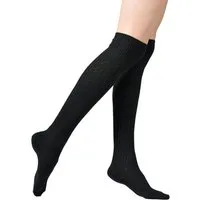 Vincent Creation® Overknees mit Zopfmuster und Umschlagbund