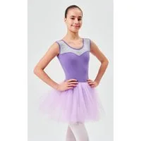 tanzmuster Tüllkleid Ballett Tutu mit Spitzeneinsatz Ballettkleid aus weicher Baumwolle mit langem Tüllrock, für Mädchen