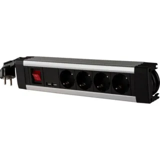 REV Steckdosenleiste 4-fach + KS USB SupraLine Schalter schwarz