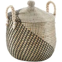 Kobolo Aufbewahrungskorb Schlangenkorb Korb ZYRA aus Seegras - 38x44 cm (Stück, 1 St., Stück), Korb mit Deckel