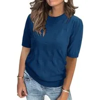 Arach&Cloz Kurzarmpullover Damen Pullover Strickpullover Sweatshirt Stricken Tops für Casual
