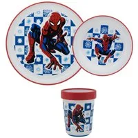 MARVEL Kindergeschirr-Set Marvel Spiderman Kinder Geschirr-Set 3 tlg (3-tlg), 1 Personen, BPA-Frei, antirutsch Becher Teller Schüssel