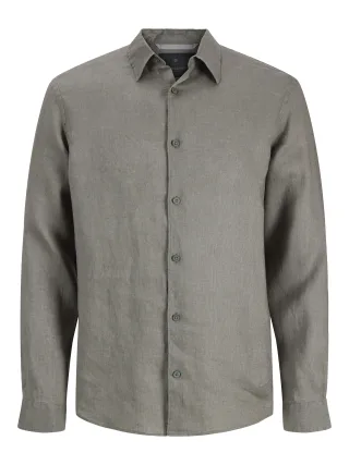 JACK&JONES - JPRBLALAWRENCE LINEN LS SHIRT SN Grau - Gr. - S