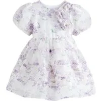 LAURA ASHLEY Volantkleid Laura Ashley Organza-Kleid mit Biesen und Blumen (1-tlg)