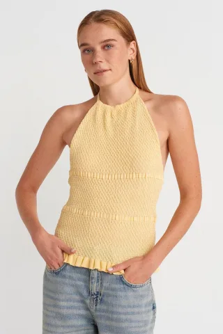 Slim Fit Halter-Neck Strickbluse