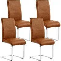 Yaheetech Esszimmerstuhl 2/4/6-er Küchenstuhl (4 St), Schwinger Polsterstuhl mit Ergonomischer Rückenlehne & Metallbeine