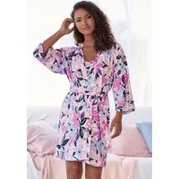 LASCANA Kimono, Kurzform, Baumwollmischung, Kimono-Kragen, Gürtel, mit schönem Alloverdruck