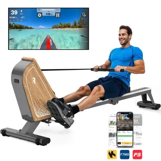[EU Direct] Bominfit OR3WG Magnetic Rowing Machine - FSC Eco-friendly Wood Certified, 2 Ultra-quiet Flywheels, 16 Levels