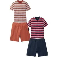 Franco Bettoni Pyjama (Set, 4-teiliges Pyjama-Set: 2 Kurzarm-Shirts, 2 Shorts) aus reinster Baumwolle