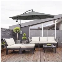 Outsunny Ampelschirm Sonnenschirm mit Handkurbel Wetterbeständig, LxB: 295x295 cm, Handkurbelschirm, Kurbelschirm, Grau Ø2,95 x 2,45H m