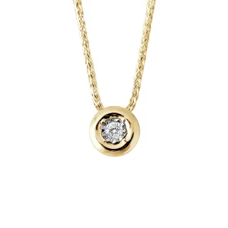 Halskette Diamant Solitär 0,020 Karat Serti Illusion 0,50 Karat Gelbgold