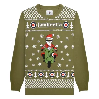 Lambretta - "AW25" Pullover für Herren, weihnachtliches Design (Khaki)