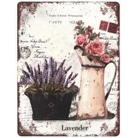 Moritz Metallschild Blechschild Rosen und Lavendel Lavender, (Einzeln), 25 x 33 cm Vintage Retro Deko Schild Metallschild Wandbild Schild