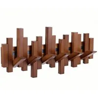 BlingBin Garderobenleiste 6 Haken Holzgarderobe, Klappbare Wandgarderobe, Platzsparende (1er Set, 1 St., 40,5 x 19,5 cm), Klaviergarderobe aus Naturholz, 6 Haken, Wandkunst, Walnussfarbe