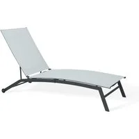 ONDIS24 Relaxliege Sonnenliege Chaise Kunststoff anthrazit/weiß, höhenverstellbares Kopfteil, wetterfest, UV-beständig