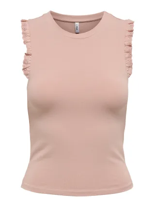 ONLY - ONL30 AIAH S/L FRILL TOP CS JRS misty rose - Gr. - L