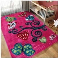 Carpettex Kinderteppich Eulen-Design, Läufer, Höhe: 11 mm, Kinderteppich Eule-Design Baby Teppich Kinderzimmer Pflegeleicht
