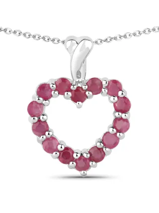 Vira Jewels Anhänger mit Kette 925 Sterling Silber rhodiniert Rubin