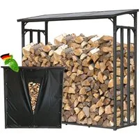 Quick Star Kaminholzregal Außen Metall Basic, Mehrere Größen, Mit / Ohne Wetterschutz, BxTxH:185x70x185 cm, (1-St)