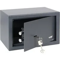 HMF Möbeltresor Safe Tresor mit Schlüssel, Möbeltresor, mit Doppelbartschloss, 31 x 20 x 20 cm, Anthrazit