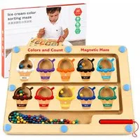 White Fox Studio Puzzle Magnetisches Montessori Labyrinth – Motorik Holzspielzeug ab 2 Jahren, 55 Puzzleteile, Hochwertige Verarbeitung