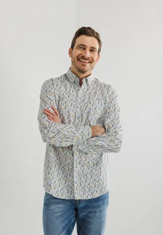 State of Art - Shirt LS Print Popli white - Gr. - XL