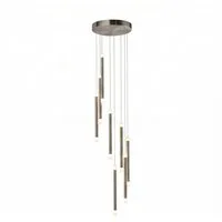 Licht-Erlebnisse Pendelleuchte NICOLE, LED, Warmweiß, Nickel Metall LED 2700K Up Down Ø32 cm rund Esstisch warmweiß Modern