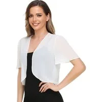 Zaewry Bolero Damen-Bolero aus Chiffon,Kurz Strickjacke Damen Offene Weich Damen-Schaljacke / Cardigan — Leicht, kurzer Schnitt