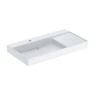 Geberit One Waschtisch 505039001 90x48,4cm, ohne Überlauf, weiß KeraTect/Blende weiß, mit Hahnloch links