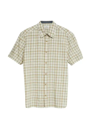 s.Oliver Red Label - Kariertes Kurzarmhemd beige - Gr. - S