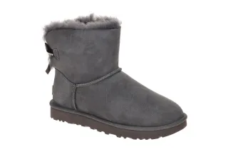 UGG 1016501 OBS MINI BAILEY BOW II Damen Winterstiefel Grau Obsidian Lammfell...