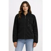 SUBLEVEL Fleecejacke Damen Teddyfleece Kuschelig Übergangsjacke Jacke Outdoor Stehkragen, Kapuze, flauschig, kuschelig, warm, Outdoor