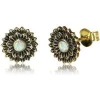 viva-adorno Paar Ohrstecker Damen Ohrringe Messing Ethno Vintage Antik Style Blumen Blüten