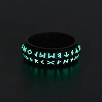 Eyecatcher Fingerring Drehbarer Edelstahlring mit leuchtenden Runen gegen Stress und Langewe, Drehbarer Ring, Beweglicher Ring