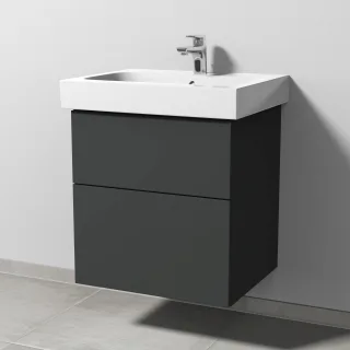 Sanipa 3way Waschtischunterbau zu Geberit iCon Waschtisch mit 2 Auszügen, Graphit-Matt SP6501B