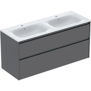Geberit Renova Plan Set Doppelmöbelwaschtisch schmaler Rand, mit Unterschrank, zwei, 504042JK8 504042JK8