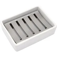 FELIXLEO Seifenschale Keramik Seifenschale Edelstahl Seifenhalter mit Abtropfschale, 1-St.