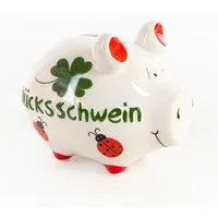 Logbuch-Verlag Dekofigur Sparschwein Glücksschwein aus Keramik 12,5 cm Spardose