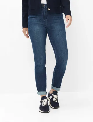 Raphaela by Brax Damen Five-Pocket-Hose Style LUCA STONED USING & BUFFIES, denim blau, Gr. 52K