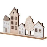 Levandeo® Dekoobjekt, Deko Aufsteller Haus L30cm Natur Braun MDF Holz Häuser Tischdeko