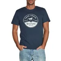 MUSTANG T-Shirt Herren Printshirt Regular Fit (1-tlg) Kurzarm Tee Shirt mit Rundhalsausschnitt aus 100% Baumwolle
