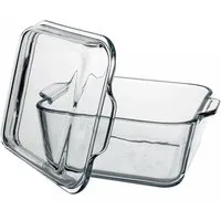 Pasabahce Auflaufform Borcam Glas-Auflaufform mit Deckel 1000 ml 174 × 147 mm, Borosilikatglas, (2-St), für Heißluftfritteusen geeignet (maßabhängig), ofenfest, mit Deckel