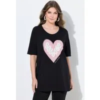 MIAMODA T-Shirt T-Shirt A-Linie Herz mit 3D-Blüten und Glitzer