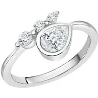 Zeeme Fingerring Silber 925 rhodiniert mit Zirkonia weiß