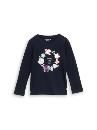 tom tailor kids - Langarmshirt mit Wendepailletten sky captain blue - Gr. - 110