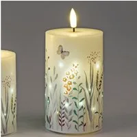 formano LED-Kerze Blumenwiese, mit Timerfunktion, Weiß, Blumenwiese, H: 12.5cm